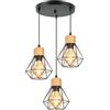 TOKIUS Lampada a Sospensione E27 Industriale Plafoniera Retro in Metallo e Legno Ø160mm Lampada da soffitto design per Cucina Salotto