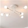 ZTWLEED Lampadario Soggiorno Industriale,6 Luci Plafoniera Soffitto Vintage E27,Lampadario da Soffitto per Camera da Letto Soggiorno Cucina Cafe,Bianco Ø60CM (Senza Lampadina)
