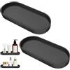 XiaoXiaoZhiJia 2 Pezzi Vassoio Portaoggetti da Bagno in Silice,Vassoi Decorativi per Bagno,Adatto per bagni, camere da letto, lavabi, cucine e soggiorni ((Ovale nero - 25 × 11 × 2 cm))