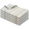 ZOLLNER Set di 5 strofinacci 100% cotone, 50x70 cm, a righe olive e bianche.