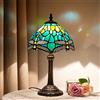 Blivuself Lampada da tavolo in vetro colorato in stile Tiffany, libellula, verde, giallo, camera da letto, comodino, scrivania, luce per ufficio, dormitorio, bar, ristorante, decorazione retrò, unica,