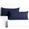DecoKing Set di 2 federe 40 x 120 * 2 cm, jersey 100% cotone pettinato, chiusura a cerniera Blu scuro Amber