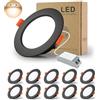 BAGZY 10x Faretti LED da Incasso per Cartongesso,7W Luci Ultrasottili da Soffitto e per l'illuminazione da Interno IP44,Bianco Caldo 3000K,700 Lumen,AC 220-240V,Foro Incasso 80-90mm(Nero)