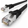 1aTTack.de Cavo di rete piatto Cat.7 Gigabit Ethernet Lan (RJ45), 10Gbit/s, compatibile con Cat.5 -Cat.5e - Cat.6 Nero / 1 pz 0,25 m