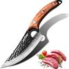 Kitory Coltello Chef 15 cm, Acciaio Inossidabile Alto Tenore di Carbonio, Lama Curva Affilata, Manico in Legno Ergonomico, Full Tang