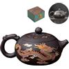 NIUKOMY Cinese Teiera in Argilla 450ML, Teiere Yixing Zisha Fatte a Mano con Scatola Regalo, Set da Tè Che Cambia Colore, Grande Teapot Kung Fu, Drago e Fenice