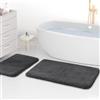wyewye Tappeto da bagno in tessuto di microfibra super spesso, 2 cm, super assorbente, 50 x 80 cm e 40 x 60 cm, grigio scuro