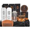 BRUBAKER 7 Pz Kit Cura Barba con Shampoo Condizionatore Olio Balsamo Spazzola Pettine Forbici