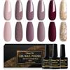 Shining She Smalto Semipermanente,6 Colori Smalto Semipermanente Unghie Glitter Oro Marrone Rosa Rosso,Smalti Gel per Unghie Soak Off UV LED,Manicure Arte Nail DIY a Casa,8ML