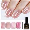 Shining She Smalto Semipermanente Unghie Magnetico,4 Colori Nude Rosa Jelly Cristallo Cat Eye Gel Polish con Magnete,Smalti Semipermanenti per Unghie Soak-Off UV/LED per Nail Art Salone, 8ML
