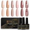 Shining She Smalto UV Nude, 6 colori: rosa, marrone, beige, glitter UV, per principianti, nail art, salone fai da te, 8 ml