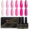 Shining She Smalto Semipermanente,6 Colori Fucsia Rosa Chiaro Rosa Brillante per Unghie Soak-Off UV per Principianti Nail Art DIY,8ml