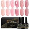 Shining She Smalto Semipermanente,6 Colori Naturale e Trasparente Rosa Nude Smalto Semipermanente Unghie,Soak Off UV LED Smalto Unghie Manicure Art Nail DIY a Casa,8ML