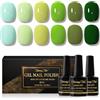 Shining She Smalto Semipermanente Unghie,6 Colori Verde Tenue Verde Erba Mentaverde Smalti Semipermanenti per Unghie Soak-Off UV/LED Smalto Gel per Principiante Nail Art Salone,8ML