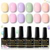 Shining She Semipermanente Unghie Pastello,6 Colori Estate Caramella Rosa Verde Viola Giallo Smalti Semipermanenti per Unghie Soak-Off UV/LED Smalto Semipermanente Nail Art Salone,8ML