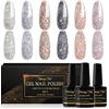 Shining She Smalto Semipermante Glitter, 6 colori Gel Glitter Unghie Smalti Semipermanenti per Unghie Soak-Off UV Smalto Unghie per Principianti Nail Art DIY,8ml