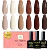 YSUVIN Smalto Semipermanente Unghie, 6 Colori Marrone Scuro Cioccolato Caramello Caffè Nude Beige Autunno Inverno Smalti Gel Soak Off UV LED, DIY Nail Art Salon, 8 ML