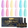 INPING Smalto Semipermante Pastello, 6 Colori Primavera Estate Set Di Smalti UV Gel, Rosa Giallo Blu Verde Vernice per Unghie per Nail Art Femminile 8ML
