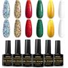 INPING Smalto Semipermante Per Unghie Natale 6 Color glitter Oro bianco rosso verde Serie Set Di Smalti UV Gel per Regalo di halloween a natale 8ML DIY