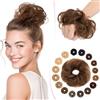 SEGO Pro Chignon Finto per Capelli Veri Umani #4 Marrone Medio Elastici Chignon Finti Ondulato Capelli Naturale Coda di Cavallo Spessi Updo per Donne Ragazze (23g)
