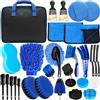 GMUFTIR Kit Pulizia Auto, 31Pezzi Kit Lavaggio Auto, Set di Lavaggio Auto per Interni ed Esterni, Kit Detailing Auto con Spazzole, Spugne per Lucidatura, Pratica Borsa per Il Trasporto Inclusa