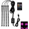 Vxiwscy Illuminazione LED per interni auto 4 x 12 - USB RGB Luce atmosferica con telecomando a infrarossi, dimmerabile e 8 colori per un'illuminazione suggestiva in auto e a casa nera