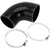 A ABSOPRO Tubo Refrigerante in Silicone Nero 1 Set Per Auto Universale | Dimensioni: 80-90mm ID, 102mm Lunghezza, 90°, Spessore 5mm. Include 2 Morsetti. Per Olio Motore, Liquido Freni, Antigelo.