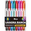 Smart Panda Pennarelli Lavagna Bianca - Doppia Punta, Media e Fine - Pennarello Lavagna Cancellabili - Subito Asciutti, Marcatore Cancellabile - Pennarello Cancellabile - 8 Colori
