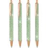 PATIKIL Penna A Sfera Metalizzata Con Cristalli, Confezione Da 4 Penne A Sfera Cristallo Perle Inchiostro Nero Puntina 1.0mm Elegante Regalo Per Donna Ufficio Appunti Journaling, Verde