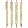 PATIKIL Penna A Sfera Con Cristalli, 4 Pezzi Penne A Sfera Con Perle Cristallo Inchiostro Nero Punto 1.0mm Luccicanti Per Donne Regalo Ufficio Appunti Journaling, Giallo