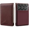 VULKIT Portafoglio sottile con fermasoldi, sottile, porta carte di credito e tasca frontale, stile minimalista, da uomo, in pelle con clip magnetica per banconote, può contenere contanti e carte