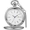 Tiong Orologio da tasca vintage con catena con numeri romani, scala unica al quarzo con calendario, orologio da taschino, regalo di compleanno, festa del papà, 39-argento, Classico