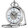 Tiong Orologio da tasca in legno, meccanico, Steampunk, elegante, in rame, con quadrante aperto, da uomo, con scatola a catena, idea regalo
