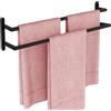 JIAPAIDUO Doppio portasciugamani, Portasciugamani da bagno da 61 cm, Portasciugamani in acciaio inossidabile, Portasciugamani nero opaco, Portasciugamani a parete, Porta asciugamani doppio per bagno,