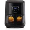 Ariete 4626 Friggitrice ad aria 6L, 1300 W, Capacità 6L, Capacità di cottura 2,5kg, 8 programmi preimpostati, Temperatura fino a 200°, Cestello trasparente, BPA Free, Nero