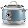 Ariete 2904 Rice Cooker + Slow Cooker - Cuociriso Elettrico con bowl in ceramica - Sushi fatto in casa - Multicooker - Linea Vintage - 3,5 L - 700 W - Celeste