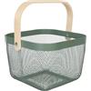Relaxdays Cestino Portaoggetti, con Manico, Decorativo, in Acciaio e Legno, Cesto, HxLxP: 17,5x26x24,5 cm, Vari Colori