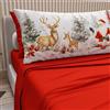 PETTI Artigiani Italiani - Lenzuola in Cotone con Federe in Stampa Digitale di Natale, Lenzuola Natalizie 2 Piazze, Completo Letto Matrimoniale Maxi, Xmas 17 Rosso, 100% Made in Italy
