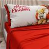 PETTI Artigiani Italiani - Lenzuola in Cotone con Federe in Stampa Digitale di Natale, Lenzuola Natalizie Due Piazze, Completo Letto Matrimoniale Natalizio, Xmas 12 Rosso, 100% Made in Italy