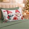 PETTI Artigiani Italiani - Lenzuola in Cotone con Federe in Stampa Digitale di Natale, Lenzuola Natalizie Due Piazze, Completo Letto Matrimoniale Natalizio, Pupazzo 02 Verde, 100% Made in Italy