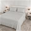Italian Bed Linen Completo Letto RASO CLOE Matrimoniale Maxi 100% Cotone Made in Italy - Set Lenzuola, 2 Federe con Volant, Lenzuolo Sopra 260x300 cm, Lenzuolo Sotto 180x200 cm - GRIGIO CHIARO