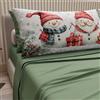 PETTI Artigiani Italiani - Lenzuola in Cotone con Federe in Stampa Digitale di Natale, Lenzuola Natalizie 2 Piazze, Completo Letto Matrimoniale Maxi, Pupazzo 02 Verde, 100% Made in Italy