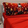 PETTI Artigiani Italiani - Lenzuola in Cotone con Federe in Stampa Digitale di Natale, Lenzuola Natalizie 2 Piazze, Completo Letto Matrimoniale Maxi, Xmas 1 Rosso, 100% Made in Italy