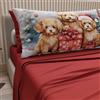 PETTI Artigiani Italiani - Lenzuola in Cotone con Federe in Stampa Digitale di Natale, Lenzuola Natalizie Due Piazze, Completo Letto Matrimoniale Natalizio, Dog Bordeaux, 100% Made in Italy