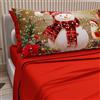 PETTI Artigiani Italiani - Lenzuola in Cotone con Federe in Stampa Digitale di Natale, Lenzuola Natalizie Due Piazze, Completo Letto Matrimoniale Natalizio, Xmas 10 Rosso, 100% Made in Italy
