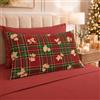 PETTI Artigiani Italiani - Lenzuola in Cotone con Federe in Stampa Digitale di Natale, Lenzuola Natalizie Una Piazza e Mezza, Completo Letto Natalizio, Orsetto Tartan, 100% Made in Italy