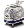 Ariete 155 Tostapane Capri, 810W, 2 fette, 6 livelli di doratura, Vassoio raccogli briciole, Funzione defrost, Espulsione automatica, Con pinze, Bianco e Blu