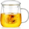 AOOTE Tazza In Vetro Borosilicato Filtro, Bicchiere da Tè Tutto In Uno da 400 ml, Tazze Da The In Vetro con Infusore e Coperchio Fungo di Vetro, Regali Di Natale per le Donne, Mamma, Papà, Nonni