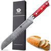 WILDMOK Coltello da Pane seghettato da 20 cm, Coltello da Pane in Acciaio Damasco, Anima in Acciaio Giapponese VG10 a 67 Strati, Manico in Resina Unico con Confezione Regalo di Lusso