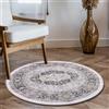 Carvapet Lavabile Tappeto Rotondo 90cm Antiscivolo Sottile Grigio Tappeto a Cerchio Salotto Cameretta Soggiorno Medaglione Retrò Stampato Tappeti di Zona
